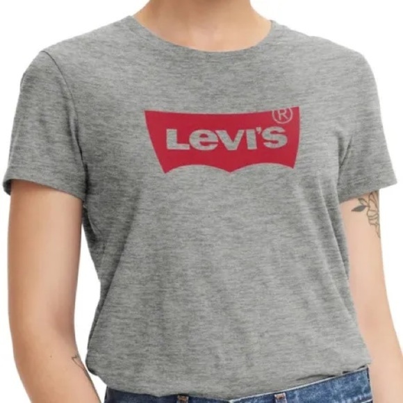 Levi's Tops - Women’s Levi's Heather Gray Cotton Tee with Red Logo